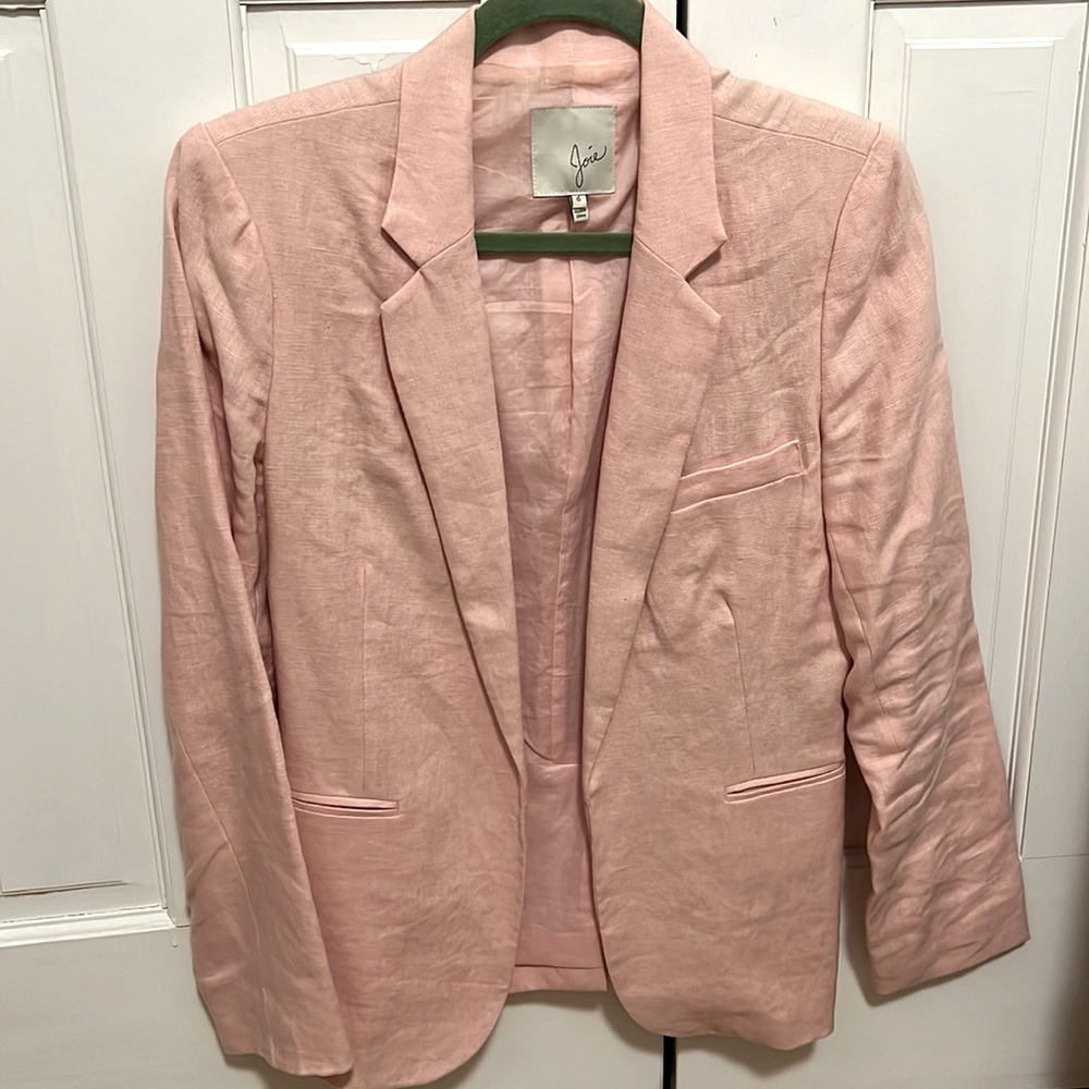Joie Mehira Linen Blazer in Pink Size 6
